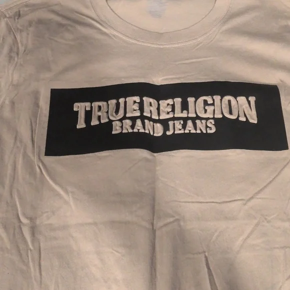 EUC True Religion men’s beige short sleeve Logo tee, size XL - Picture 4 of 5